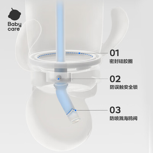 babycare保温杯儿童霸王龙316不锈钢水壶吸管水杯婴儿宝宝学饮杯小企鹅杯 【新款】背带款-光电青 450ml