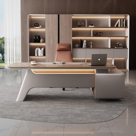 Mu Zhexi's high-end and elegant boss table, light luxury and high-end sense, president's table, executive desk, modern general manager's office desk and chair combination, 2.4-meter boss table