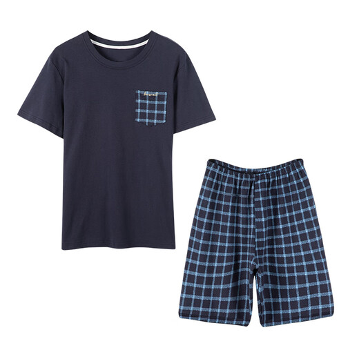 SEPTWOLVES quality men's pajamas summer pure cotton short sleeve shorts casual cotton plus fat plus size men's home clothing set 9905 models XL 140-160Jin [Jin equals 0.5 kg]