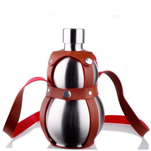 304 stainless steel wine bottle wine gourd 1 Jin Jin equals 0.5 kg 2 Jin Jin equals 0.5 kg 3 Jin Jin equals 0.5 kg 7 Jin Jin equals 0.5 kg Outdoor portable wine bottle household small wine kettle W True color 2 Jin Jin equals 0.5 kg Equipped with leather case + funnel + wine glass