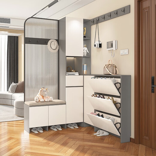 YUSENYI Entrée moderne Armoire de salon Cabinet à chaussures à feuilles de pointe Cabinet d'angle intégré Cabinet Décoration Cabinet Verre Sépreinte Cabinet de partition 7A Longueur de surface 1400 * B Longueur de surface 1585 * Haute 21