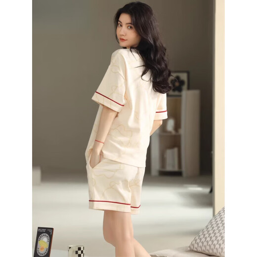 Pajama de terciopelo ártico para mujeres en verano pantalones cortos de algodón puro pantalones cortos delgados y dulces se puede usar fuera del hogar de ropa para el hogar YX-7507 9854 M [recomendado 80-100Jin [Jin equivale a 0.5 kg] desgaste]