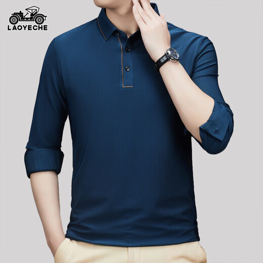 Classic Car Longäredes T-Shirt für Männer 2024 Herbst und Winter Neue Mitte des Mittelalters Dad Outfit Casual Base Polo-Hemd für Männer CQ3886 Brown 10xl 10590-110jin [Jin gleich 0,5 kg]