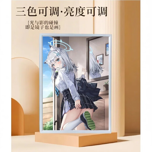 Löwenkopfblaue Datei Azure Lighting Malermärchen Atmosphäre Sinn sendet eine Freundin zu bester Freund Night Light Animation kreatives Ornament Geschenk-Plug-In 12609 Spiegel Beleuchtung Malertong Alice 2 USB Plug-In 165 mm'210mm* schwarzer Rahmen []