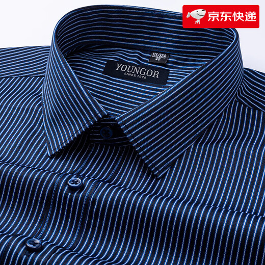 雅戈尔旗舰官方店2025夏季新款男士短袖衬衫商务免烫抗皱条纹透气职场男 DX6625 40 【130-145斤】