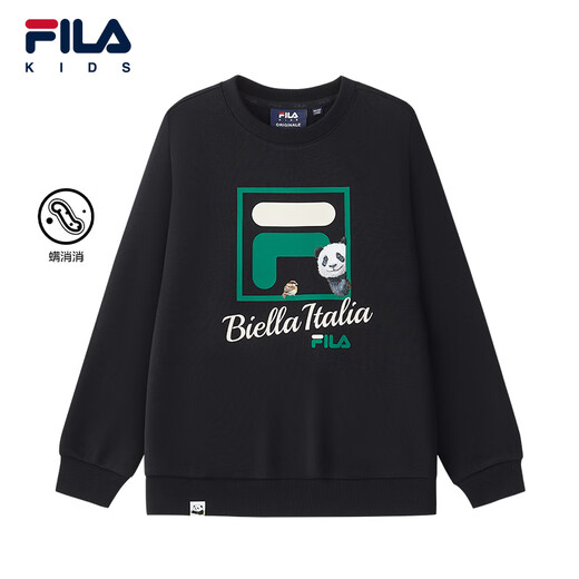FILA【抗菌】斐乐儿童童装上衣2025年秋季新款男女童舒适套头卫衣 传奇蓝-NV 140