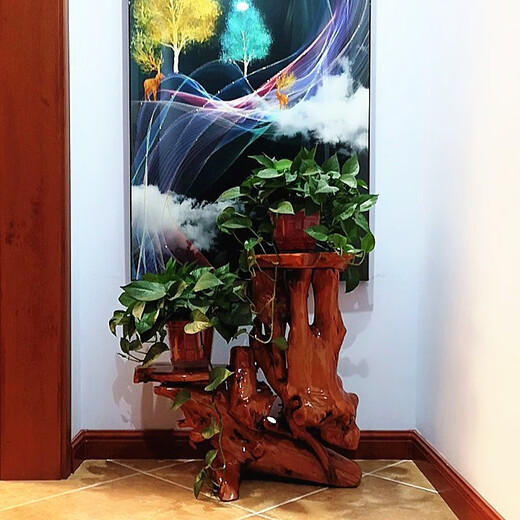 Registro de registro de la raíz Raíz del árbol del árbol Natural Sala de estar Multi-capa Rack Bonsai Rack Fish Fish Wood Base Base 16852