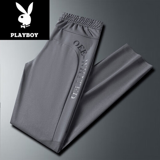 Playboy (Playboy) 2025 Frühlings- und Herbst neue Freizeithose für Männer für Männer lässig lockere trendige dünne, atmungsaktive Hosen für Männer K9226 Schwarzer Körper l Vorschlag-115jin [Jin gleich 0,5 kg]