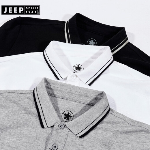 Jeep JEEPPOLO Shirt Men's Long Sleeve Men's Youth Casual 2022 Autumn Lapel Solid Color Cotton Men's Men's FSMS1091 Gray 2XL