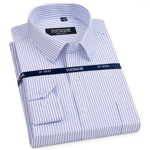 CEO YAGEO Spring and Summer New Men's Pure Slewer Camiseta de manga larga de algodón de mediana edad Camisa informal no hierro #DP6627 S 165/84A Tamaño 38 Altura 160-16