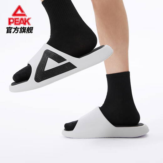 匹克态极拖鞋男鞋足弓鞋扁平足适用矫正拖鞋足弓支撑凉拖防滑男士凉鞋 大白/黑色 42