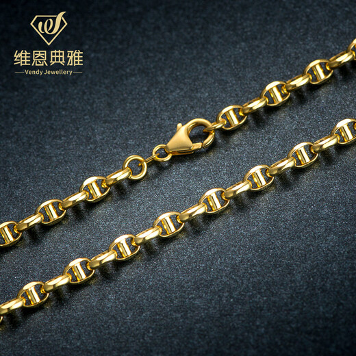 Vienna 18K gold necklace/men's thick shiny Japanese chain/new style/45-65CM 60cm14.4-14.5g 4.4mm