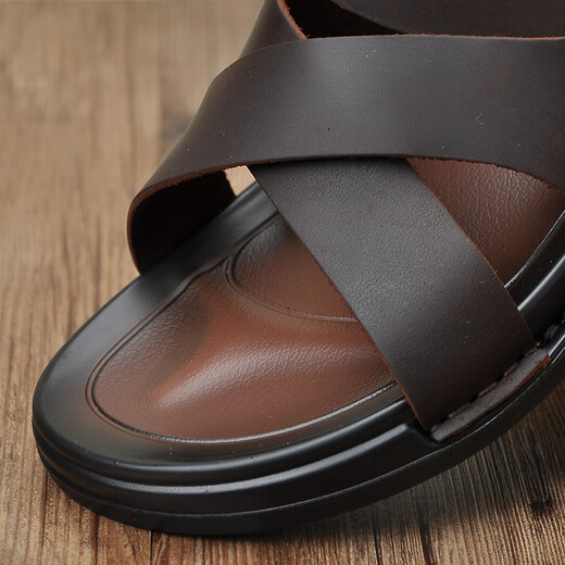 Jinlilai Gy Cowhide Casual Men's Sandals Летние открытые анти-скользкие износостойкие.
