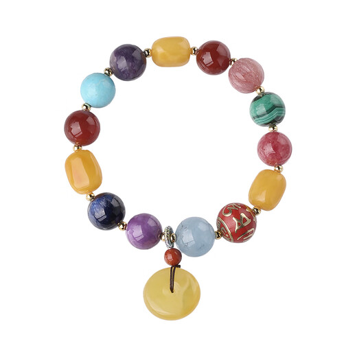 Potala Palace beeswax six-character mantra, fragrant ash beads and multi-treasure bracelets, red agate and peace buckle bracelets for men and women, birthday gifts, Jiaxiang multi-treasure bracelets