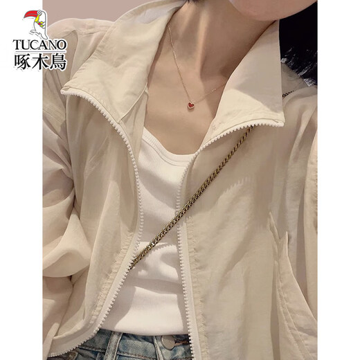 啄木鸟夏季新款小众设计白色防晒外套女士薄款 白色 M (建议100斤以内)