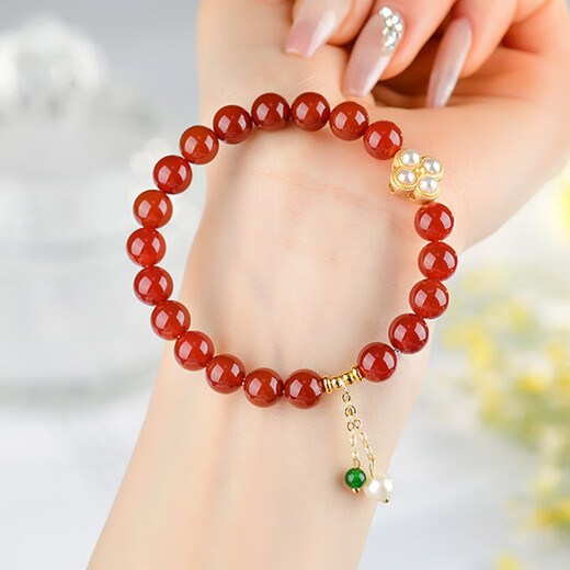 
Red agate bracelet wishful thinking pearl peace buckle retro style light luxury fashion transport bead bracelet jewelry C693 red agate fashion bracelet