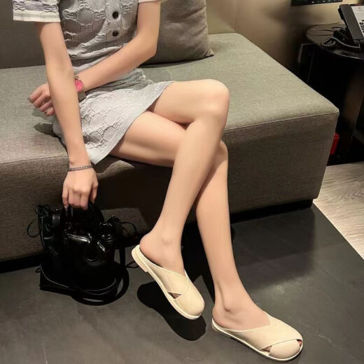 女士凉鞋凉拖鞋女外穿软底网红包头舒适懒人拖鞋软底凉拖鞋女 688-咖色 38-39 适合37-38的脚