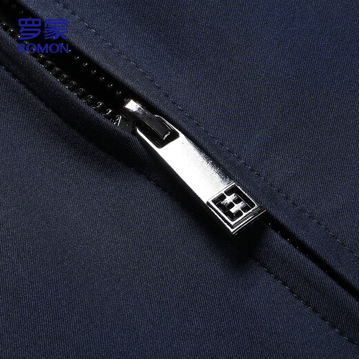 ROMON executive jacket men's coat men's autumn business casual seamless lapel middle-aged and elderly dad wear 507 navy XL