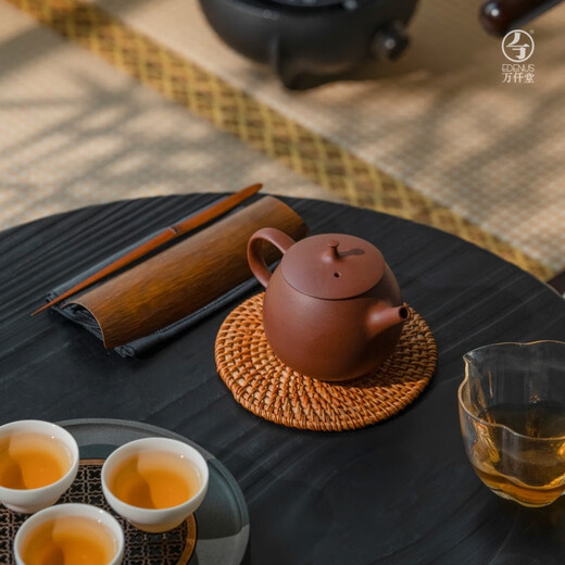 Wanqiantang (Edenus) purple clay teapot, handmade Yixing purple clay teapot, high-end Kung Fu tea set 225ml, a harmonious atmosphere