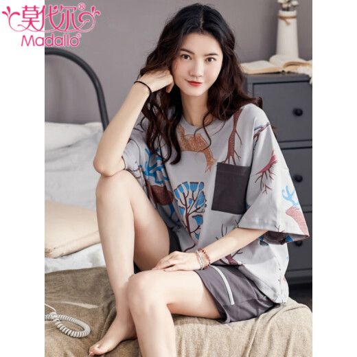 Modal pajamas for women in summer new short-sleeved shorts two-piece set sweet gradient summer simple casual home clothes can be worn outside YZT9859 L women's style