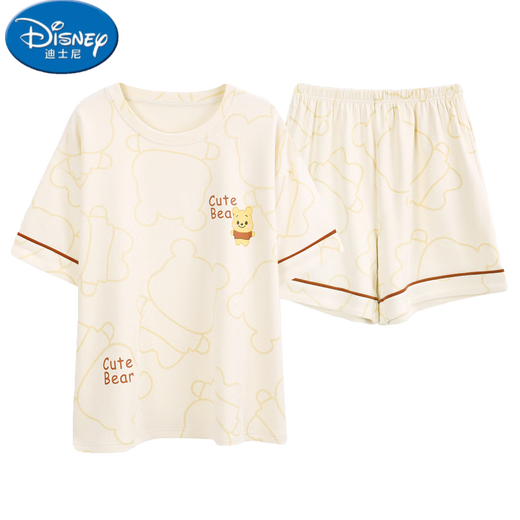 Disney Pajamas para mujeres en algodón de algodón de verano pantalones cortos de manga corta el verano delgado y dulce se puede usar fuera de la ropa para el hogar YX-7504 9859 M [recomendado 80-jin [Jin iguala 0.5 kg] desgaste]