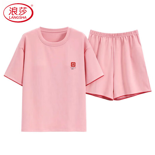 浪莎（LangSha）2025年夏季新款睡衣女纯棉短袖甜美休闲运动家居服套装 Z9856 M 【建议80-100斤穿】