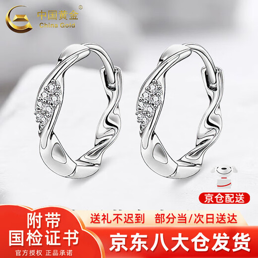 CHINA GOLD Pure Silver Mobius Earrings Women's Sterling Silver Earrings Earrings Earrings Chinese Valentine's Day Birthday Gift for Girlfriend Pure Silver Mobius Earrings + Brand Gift Box