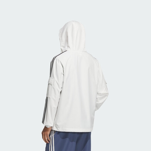 adidas经典三条纹运动连帽夹克外套男女春季新款阿迪达斯三叶草 亮白     S