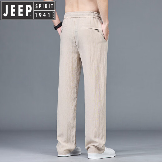 JEEP SPIRIT2025年夏季新品天丝裤休闲裤男宽松百搭港风潮牌裤子男 B691亚麻灰 M