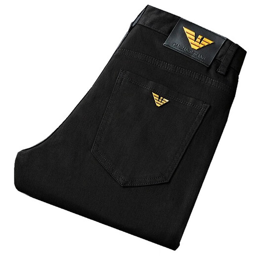 Falamone Armani Herren Jeans Herren Sommer Dünn schlanker kleiner Füße elastischer trendiger High-End-schwarzen langen Hosen K683 Schwarzer Sommer Dünn 28