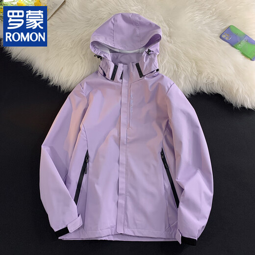 ROMON Chaqueta Hombre 2025 Nuevo Verano Delgada Chaqueta Tres en Uno para Exteriores Chaqueta de Montañismo de Cáscara Suave Montañismo a Prueba de Viento para Mujer 6628 Púrpura Mujer 3XL