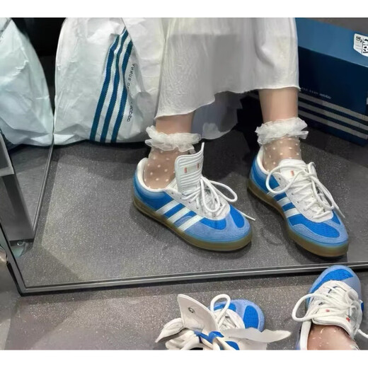 阿迪达斯 （adidas）Bad Bunny x Adidas Gazelle Indoor 灰白蓝复古低帮板鞋 IF9734 灰蓝 IF9734 36 正常尺码