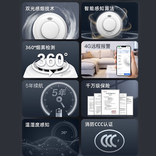 HIKVISION Hikvision 4g smoke alarm household smoke detector independent dual-light smoke alarm fire fire alarm mobile phone alarm NP-FY300 (4G mobile version)