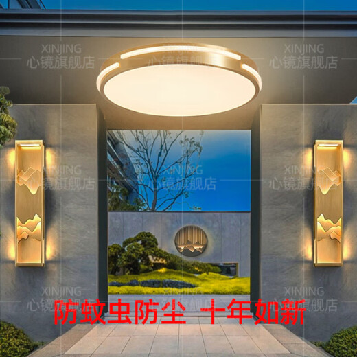 全铜吸顶灯走廊过道专用阳台灯户外防水别墅防蚊虫入户门前灯 X3890-310