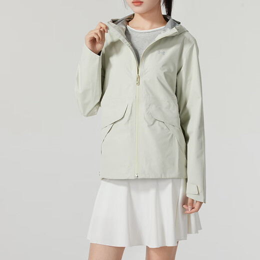 安德玛（Under Armour）UASTORMPROOF纯色连帽拉链设计长袖夹克外套女款绿色 绿色 S