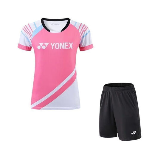 YONEX尤尼克斯2024新款Yy速干羽球服男女短袖套装运动透气比赛训 6296粉色套装 L 童装