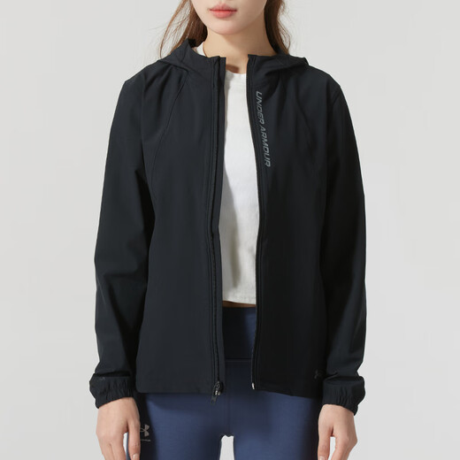 Under Armour Women's Clothing Summer New Sports Hooded Jacket Fitness Workout Running Comfortable Breathable Quick Drying Woven Jacket 1377043-002 L