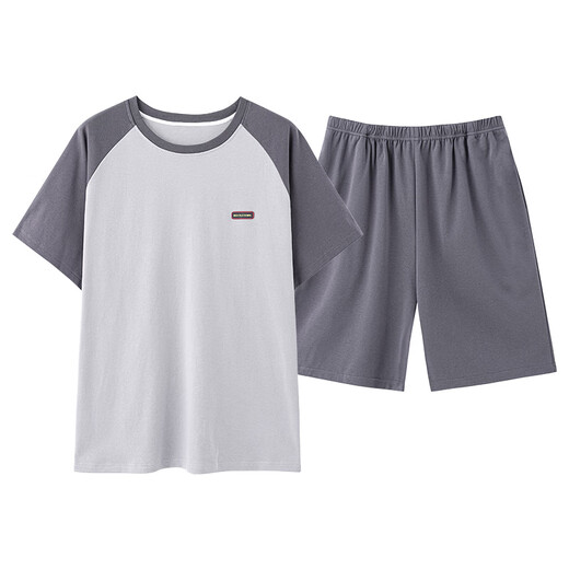 Septwolves reines Baumwollpyjama Herren Sommer Lose Plus-Size-Runde Hals kurzärmelige Sportkleidung Teenager Anzug OMM-13601 L
