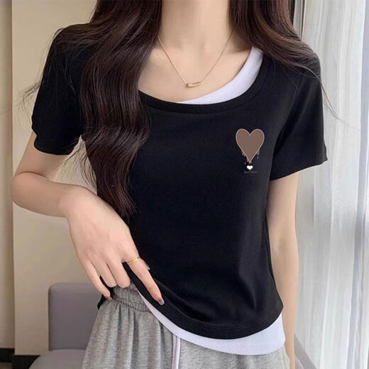
Leaving Tian Women's Short Sleeve 2025 latest personalized fashionable meat cover two-piece front shoulder short-sleeved shirt for women summer half-sleeved T-shirt apricot color (679) [2025/New/Summer/Summer/Korean version M (80-95Jin[Jin equals 0.5 kg]) All size