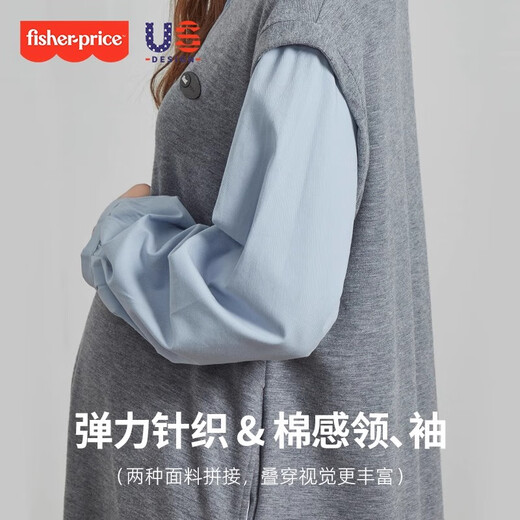 Fisher-Price Maternity Dress 2025 New Spring and Autumn Maternity Shirt Top Fake Two-piece Suit Large Size Autumn Clothing Light Gray Maternity Skirt L 120-145 Jin Jin equals 0.5 kg Suitable to wear