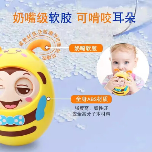 婴幼儿不倒翁玩具大号3-6-12个月新生宝宝0-1岁早教益智眨眼卡通 【粉】（耳朵软胶 可啃咬）