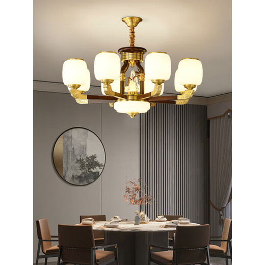 Moins (NVC) Nouveaux lustres chinois Lumières de salon Couleur de noix Chinois chambre à coucher de chambre à manger lumières modernes et atmosphériques chinois lampes classiques chinoises hx9928 tête à trois couleurs lumière