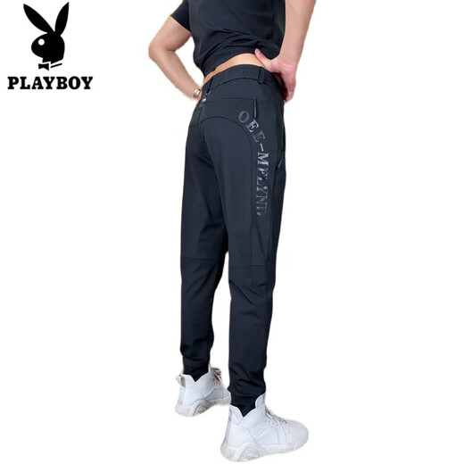 PLAYBOY (PLAYBOY) Pantalones casuales negros de hombres delgados de verano de alta gama hermosos, de moda, versátiles, cómodos y modernos, mangas cortas negras (9885 modelos 34 (155-165) Jin [Jin equivale a 0.5 kg]