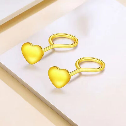Dewey Fan's gold-plated silver love heart stud earrings, men's and women's earrings, fashionable design, temperament earrings, girlfriend gift, 9-character needle earrings (love style) (gold layer thickened)