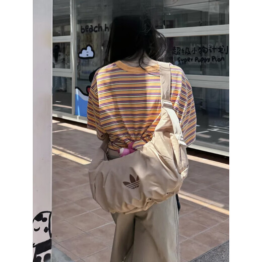 阿迪达斯 （adidas）七夕礼物三叶草女褶皱云朵包单肩斜挎牛角包休闲包 KA9267 KA9272 汉玉白KA9267（26x18cm）