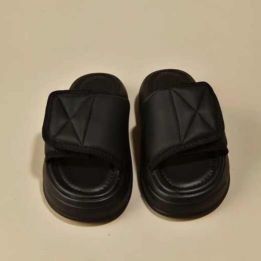 Four seasons new thick-soled slippers for women wearing outside with versatile and high-quality and fashionable temperament Fairy-style summer slip Velcro 9923 [White] Velcro 36 -37 [One size smaller]