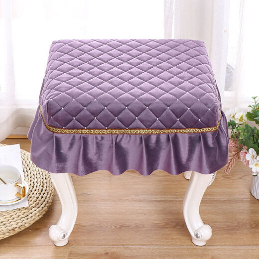Customized thickened rectangular square stool cushion makeup stool cover dressing table stool cover piano stool cover stool cover chair cover Luoli velvet light coffee makeup stool cover 35*45cm square