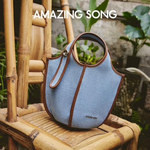 Erstaunlicher Song YiSong Obstkorb Neuer Eimerbeutel Denim Gemüsekorb Hand-In Crossbody Bag Women Denim Blue_spot