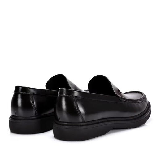 SATCHI men's shoes summer and autumn new business casual leather shoes one-step comfortable thick sole simple cowhide versatile loafers black 38