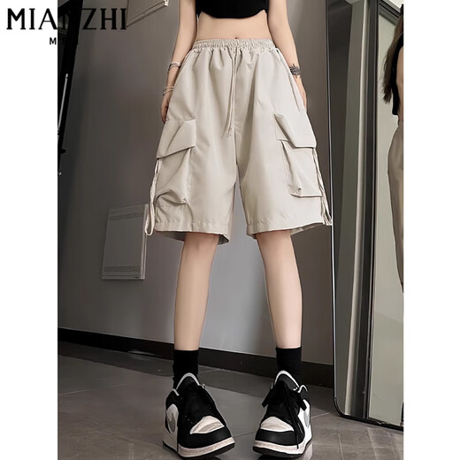 
Cotton American ice silk workwear quick-drying casual shorts for women's summer thin 2025 new small wide-leg five-point pants 204 black [high quality 20.5] L 100-120Jin [Jin equals 0.5 kg]